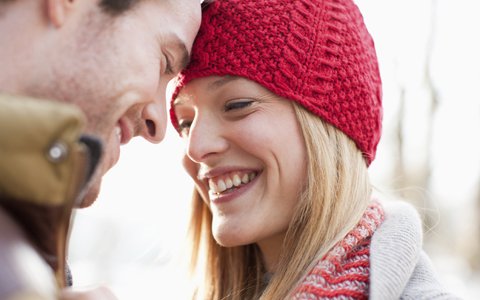 couple touching foreheads