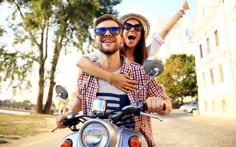 couple on moped